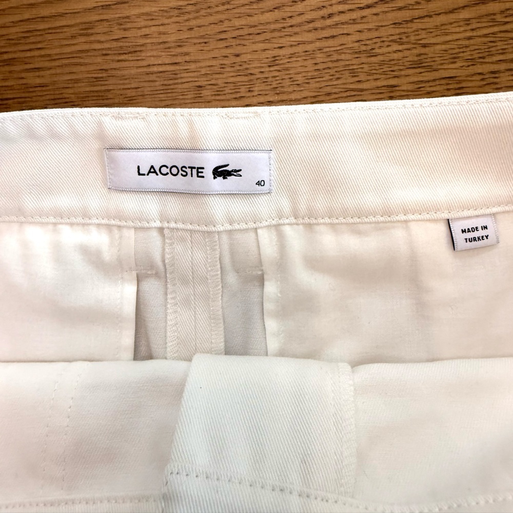 Lacoste White Belted A-Line Skirt Size 40 Chic Preppy Classic 100% Cotton - Picture 5 of 13